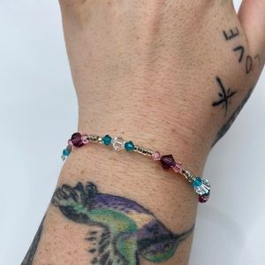 Purple Blue Pink and Clear Crystal Bracelet